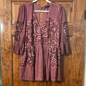 POL Mauve Floral Embroidered Blouse
